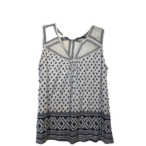 Elaine Rose Sleeveless White and Blue Blouse